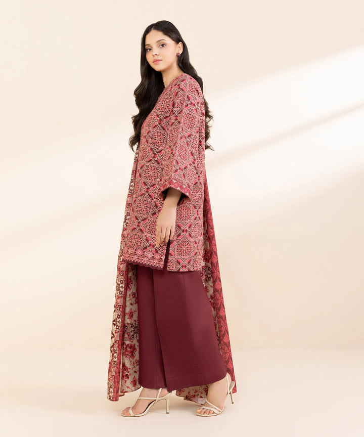 Sapphire 3 Piece - Embroidered Light Khaddar Suit - U3PDY24V65 - RUBAB CLOSET