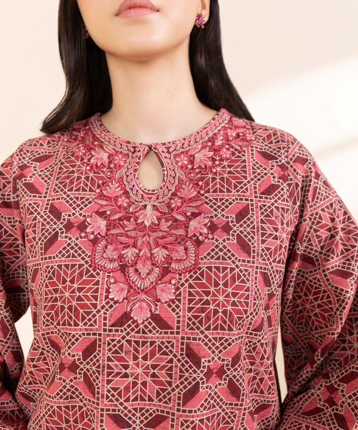 Sapphire 3 Piece - Embroidered Light Khaddar Suit - U3PDY24V65 - RUBAB CLOSET