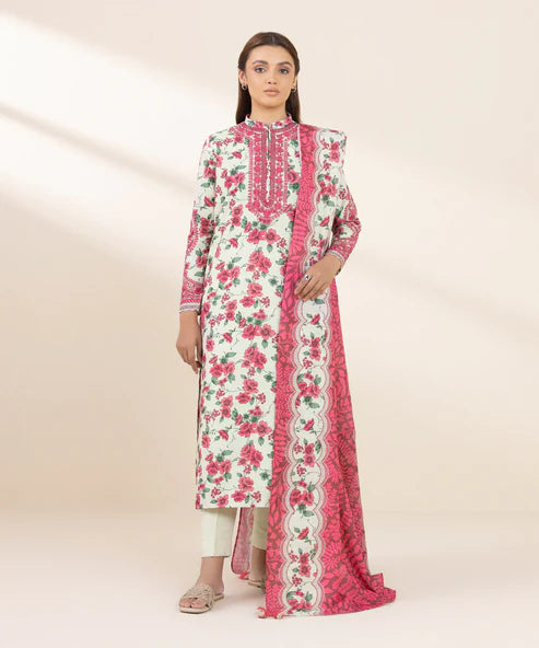 Sapphire 3Pc Embroidered khaddar Suit - U3PDY24V78