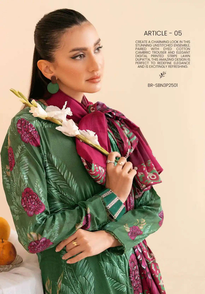 SIBINA Unstitched Luxury Lawn 3PC - A5