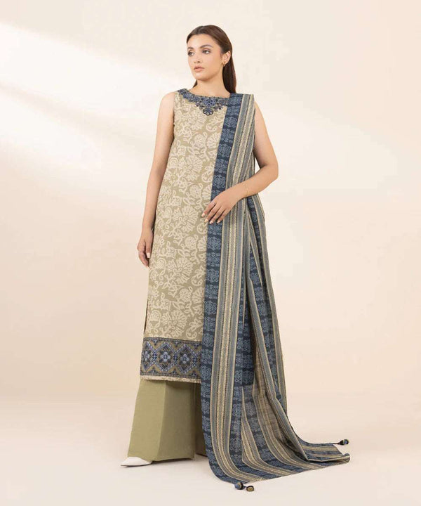Sapphire 3Pc Embroidered Khaddar Suit 0U3PEDY24V99