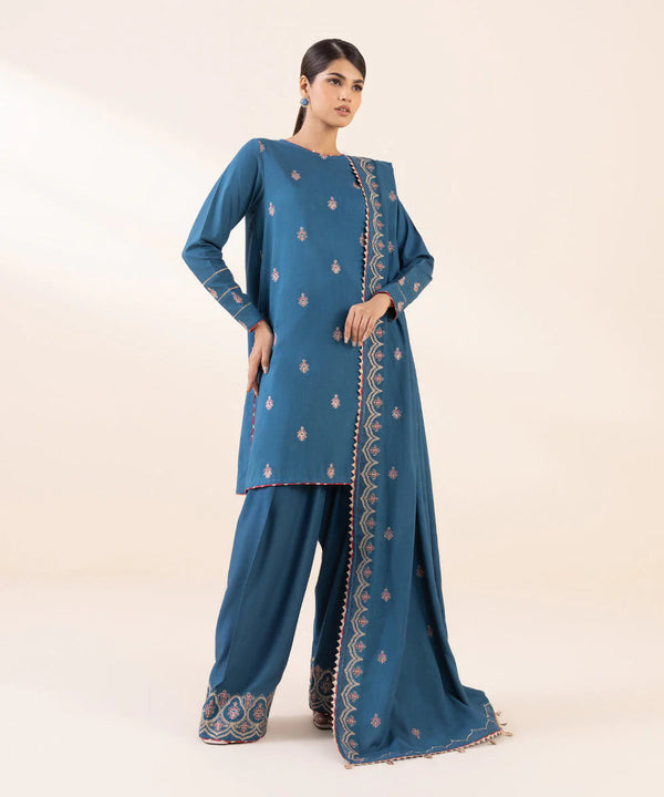 Sapphire 3Pc Embroidered Linen Suit - U3PEST24V84