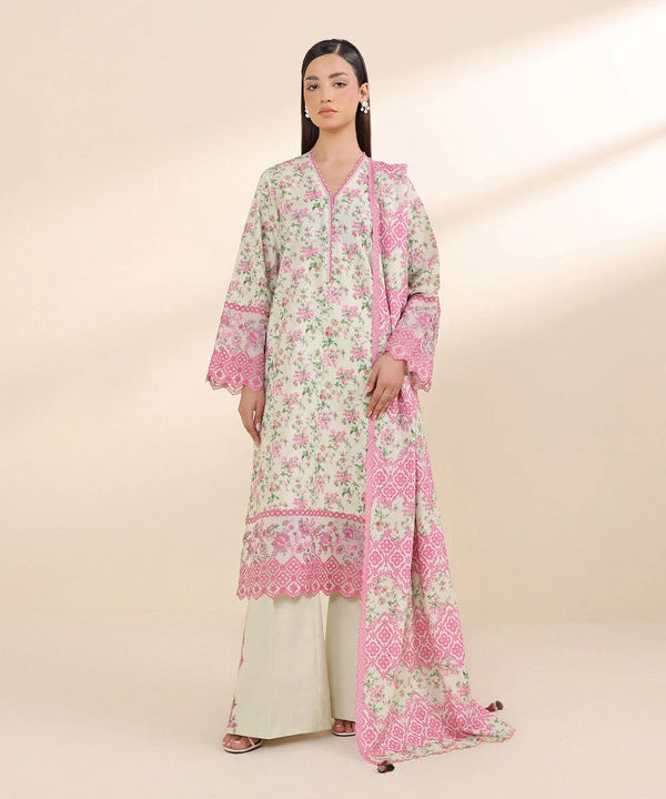 Sapphire 3 Piece - Embroidered Karandi Suit - U3PEST24V86