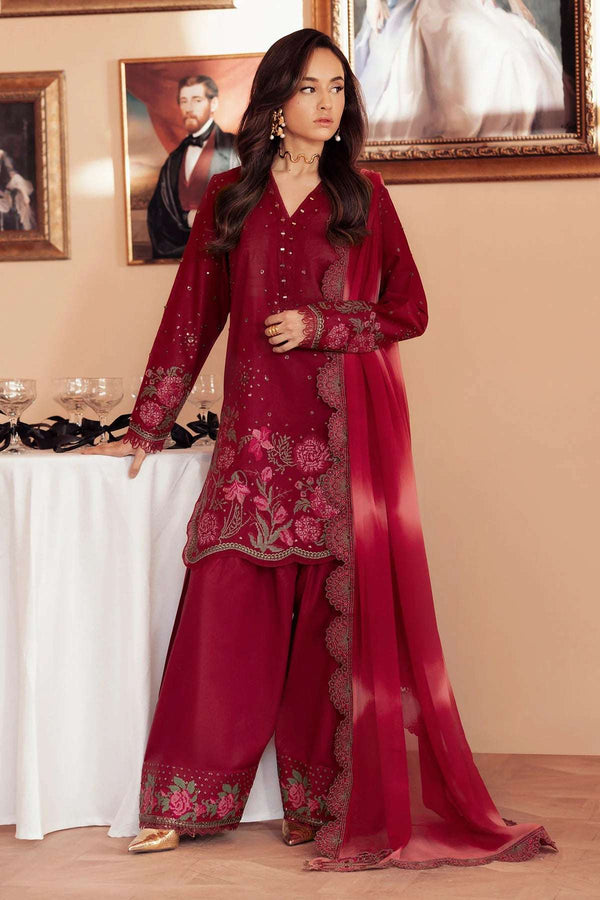 Nureh 3Pc Embroidered Lawn Suit with Chiffon Dupatta | FE-07