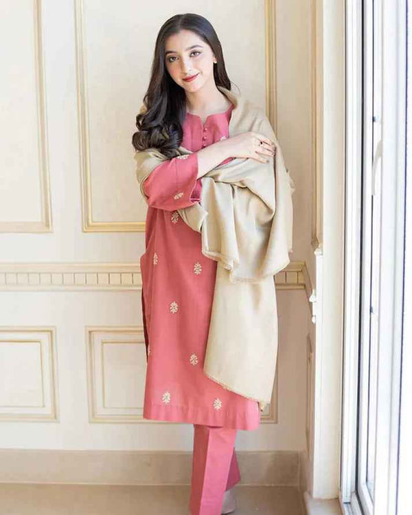 Rubab Closet Winter's Dhanak 3PC Embroidered Suit-1298 - RUBAB CLOSET