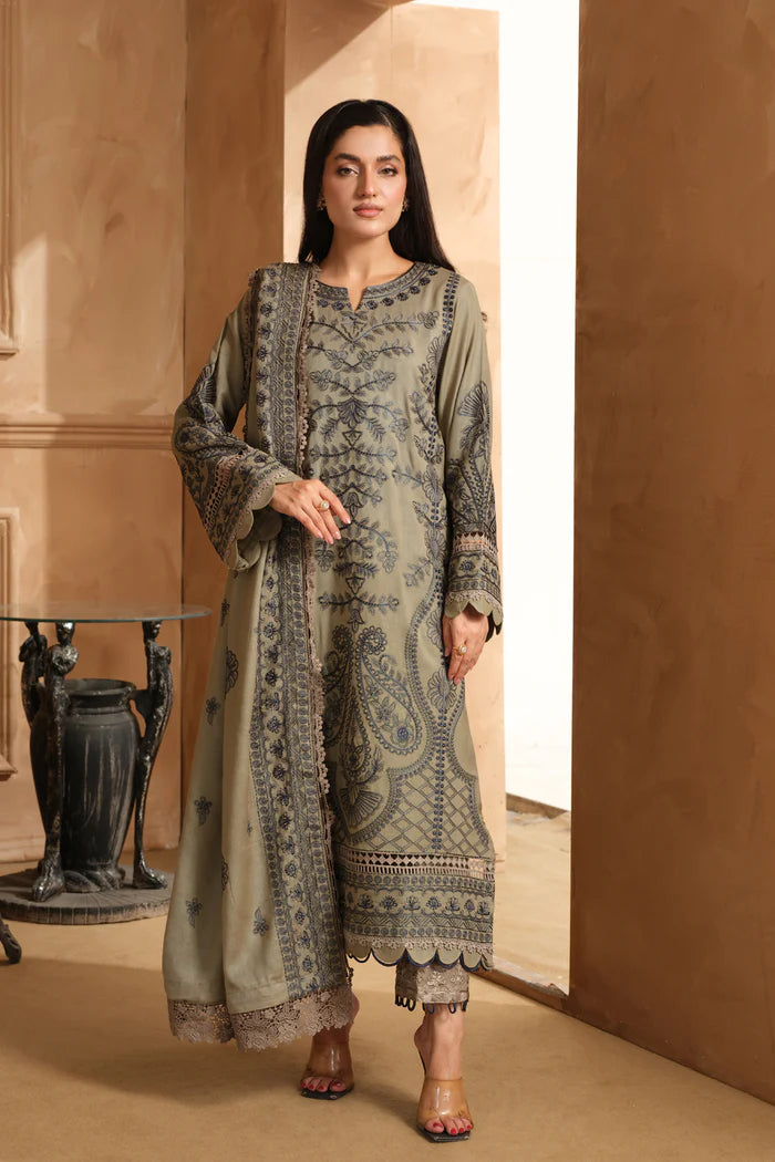 Johra Winter's Embroidered Collection with Embroidered Wool Shawl - JH-685-AS