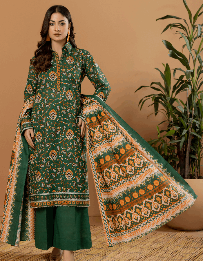 Falisha Winter's Printed Khaddar 3PC Suit