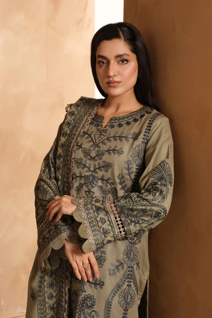 Johra Winter's Embroidered Collection with Embroidered Wool Shawl - JH-685-AS