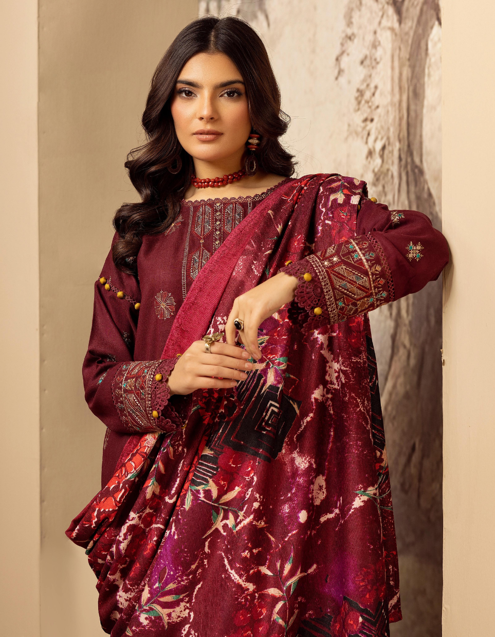 MEHARMA by KHOOBSURAT Peach Leather Embroidery Collection 08