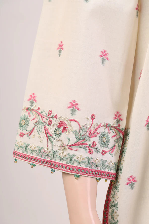 Unstitched Embroidered Jacquard Cotton 3PC - RAMSHA U02-24006-E33A (White)