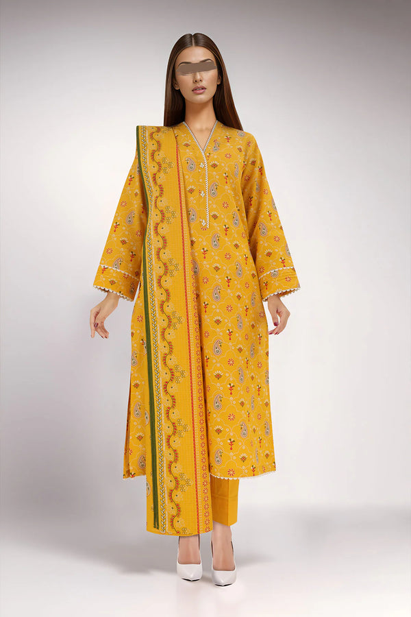 SAYA Unstitched Printed Cotton Khaddar 3 Piece
