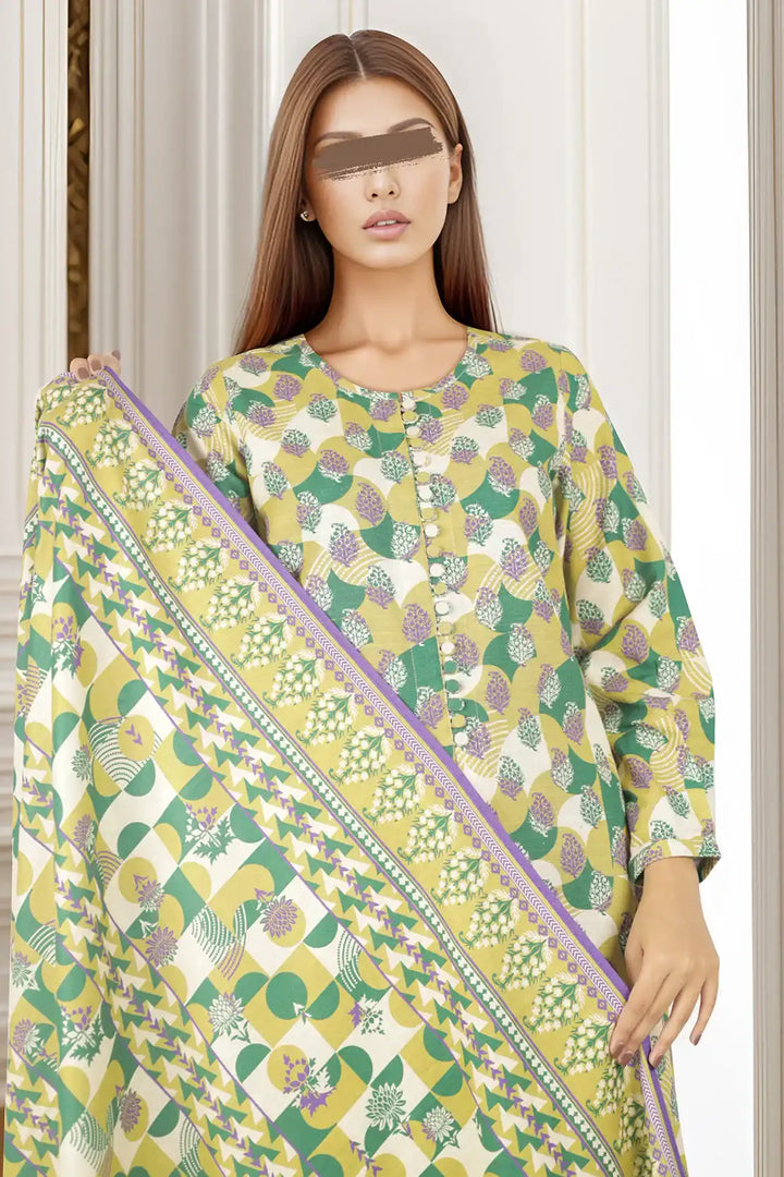 SAYA Unstitched Printed Cotton Khaddar 3 Piece