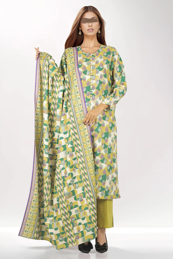 SAYA Unstitched Printed Cotton Khaddar 3 Piece