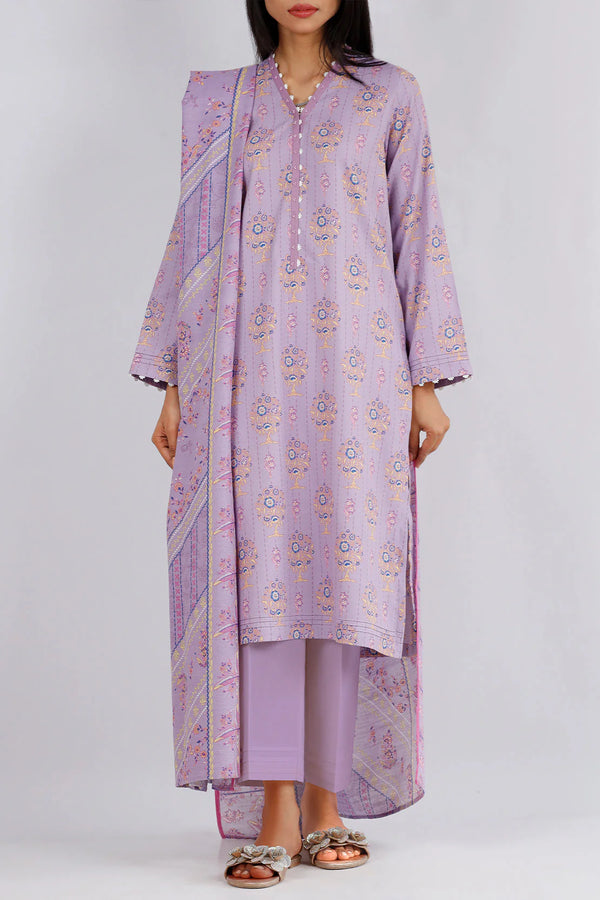 SAYA Unstitched Printed Jacquard Khaddar 3 Piece