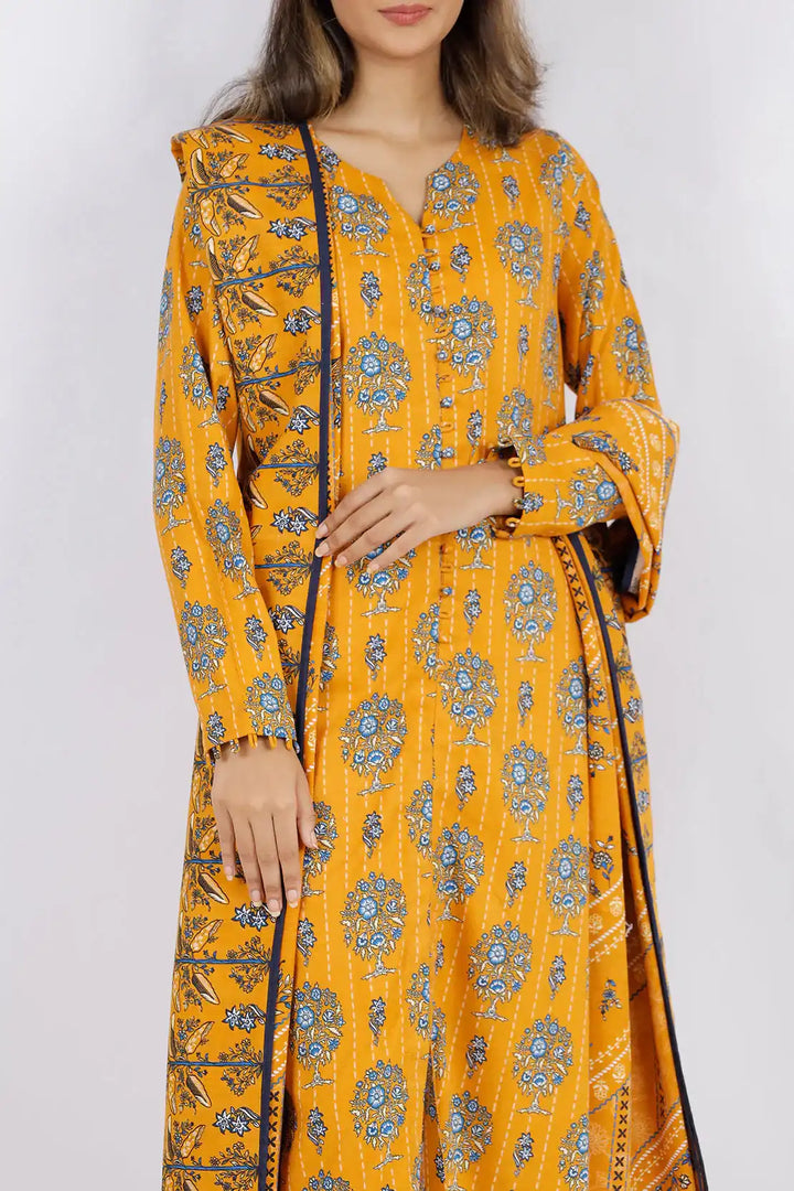 SAYA Unstitched Printed Jacquard Khaddar 3 Piece
