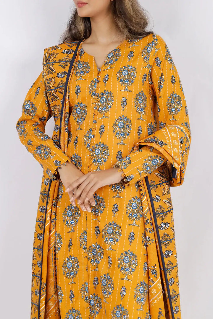 SAYA Unstitched Printed Jacquard Khaddar 3 Piece