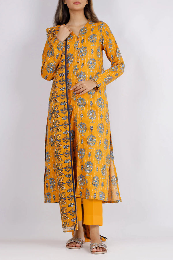 SAYA Unstitched Printed Jacquard Khaddar 3 Piece