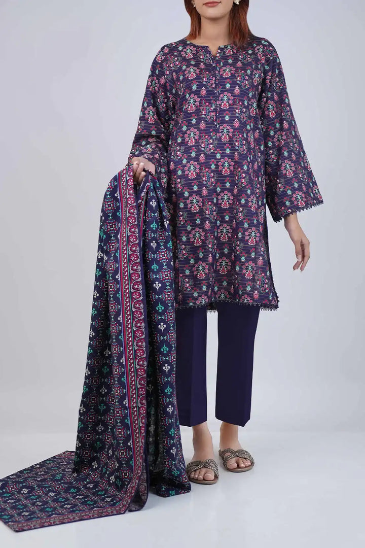 SAYA Unstitched Printed Jacquard Khaddar 3 Piece