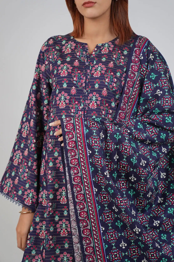 SAYA Unstitched Printed Jacquard Khaddar 3 Piece