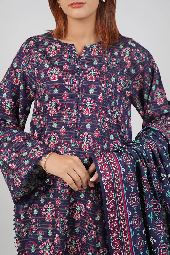 SAYA Unstitched Printed Jacquard Khaddar 3 Piece