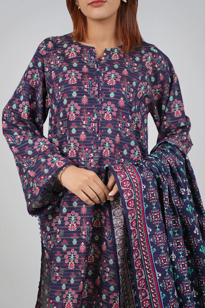 SAYA Unstitched Printed Jacquard Khaddar 3 Piece