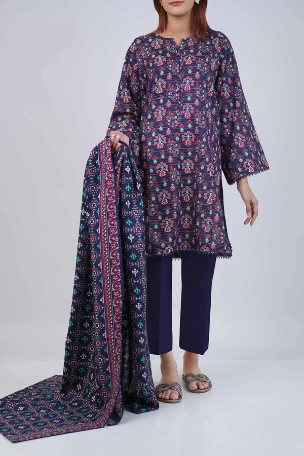 SAYA Unstitched Printed Jacquard Khaddar 3 Piece