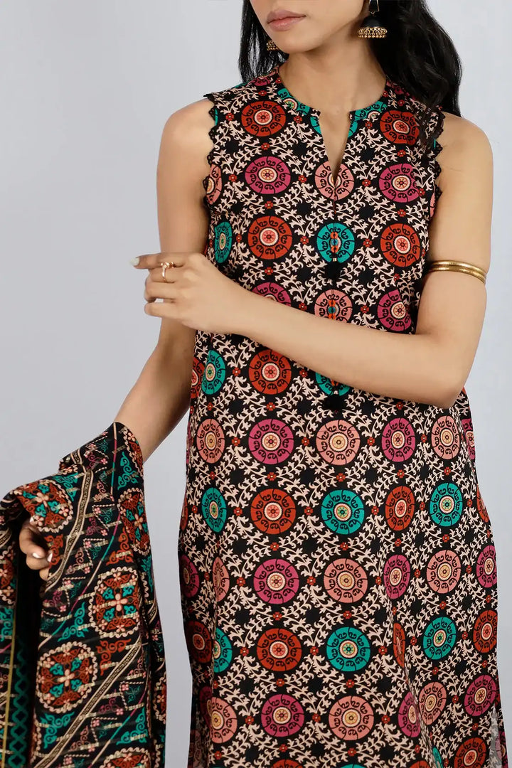 SAYA Unstitched Printed Jacquard Khaddar 3 Piece