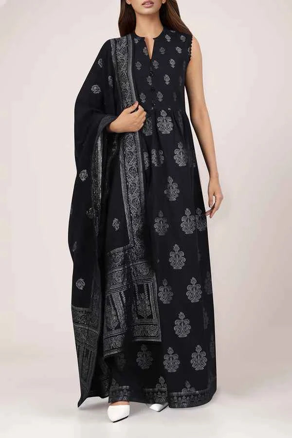 SAYA Unstitched Jacquard Cotton 3 Piece