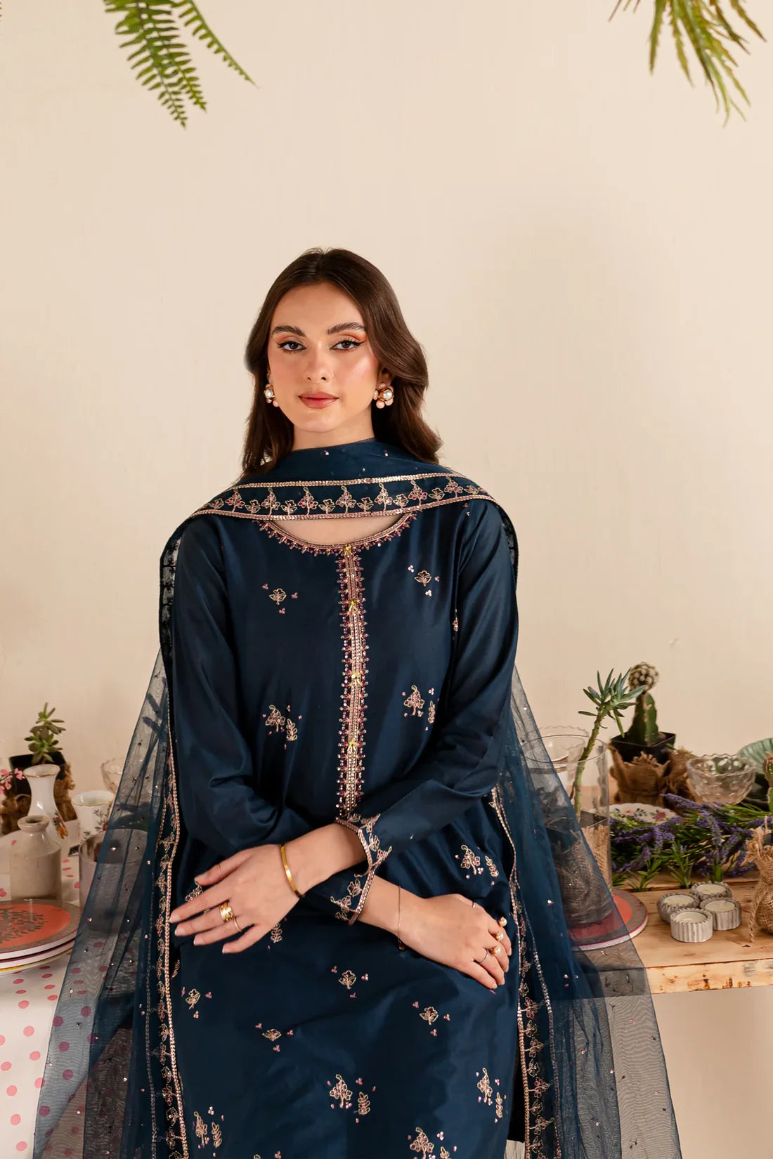 3PC Embroidered With Dhannak Embroidered Dupatta-253