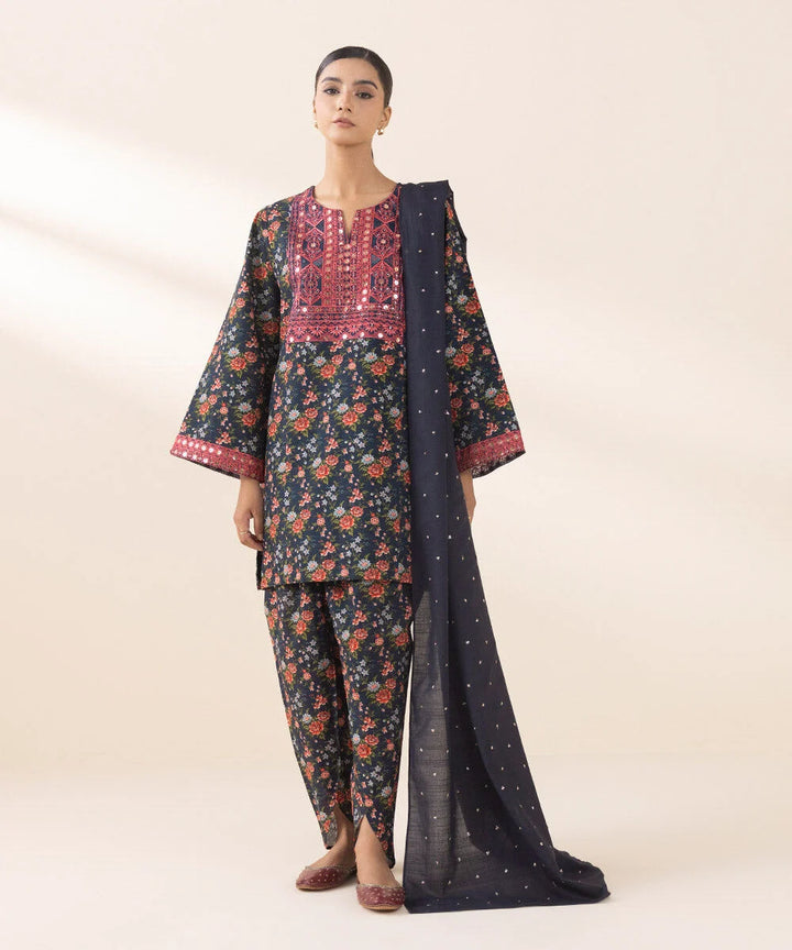 Sapphire - 3Pc Embroidered Light Khaddar Suit - 2SDF24V421 US - RUBAB CLOSET