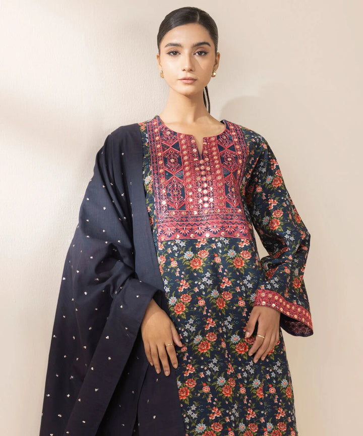 Sapphire - 3Pc Embroidered Light Khaddar Suit - 2SDF24V421 US - RUBAB CLOSET