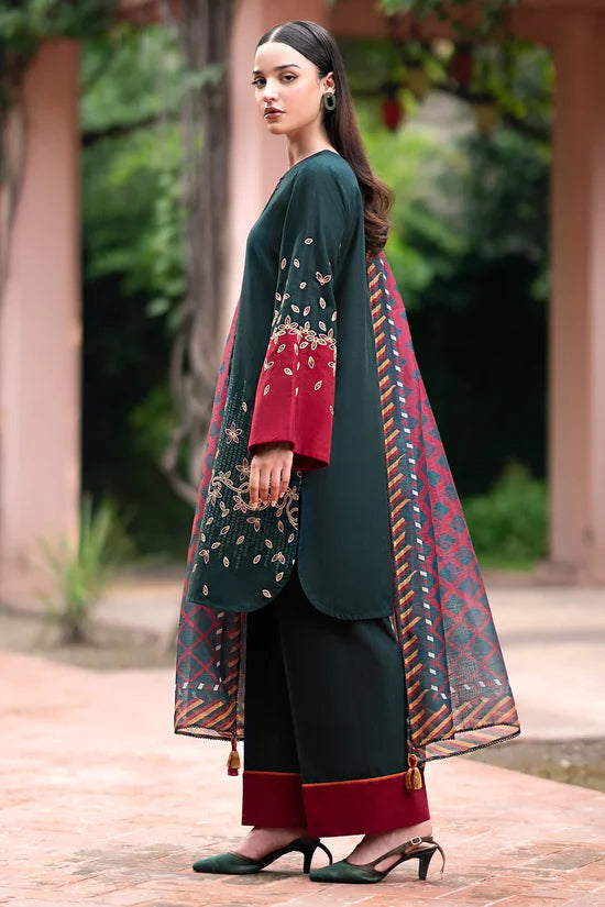 Jazmin 3PC Dhanak Embroidered Shirt With Printed Dupatta-679