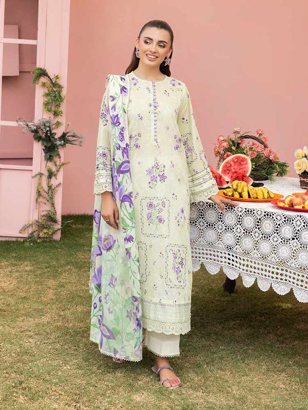 Brenish - CHIKANKARI 3-Piece Unstitched Digital Printed Lawn Suit A1
