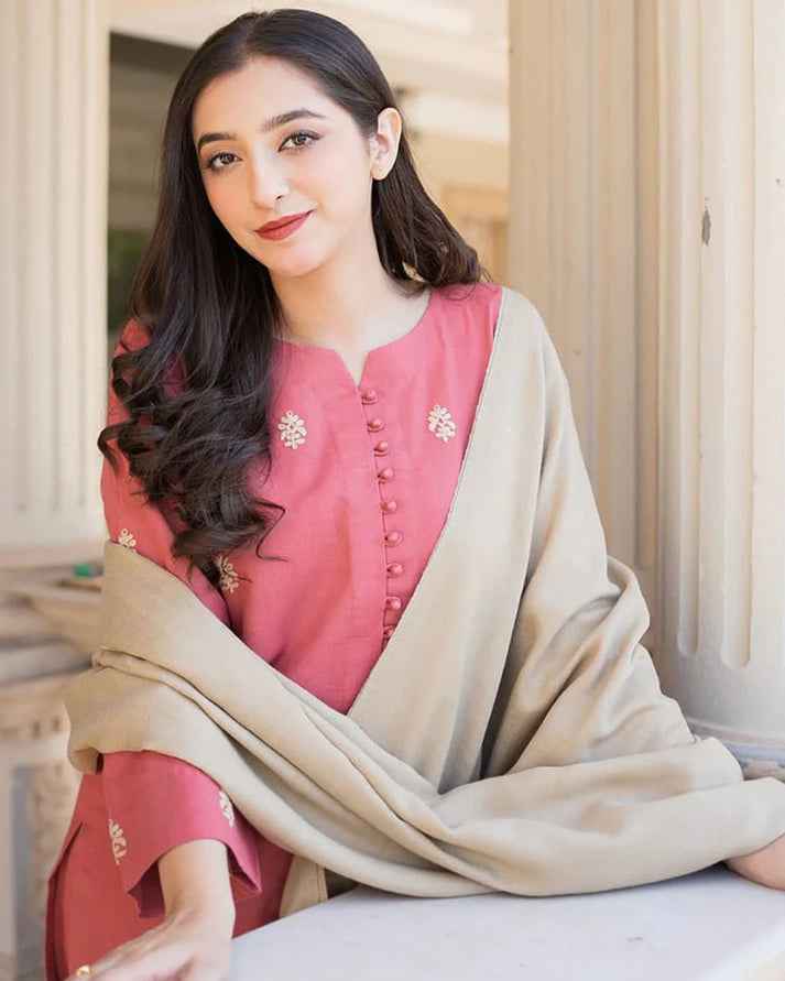 Rubab Closet Winter's Dhanak 3PC Embroidered Suit-1298 - RUBAB CLOSET