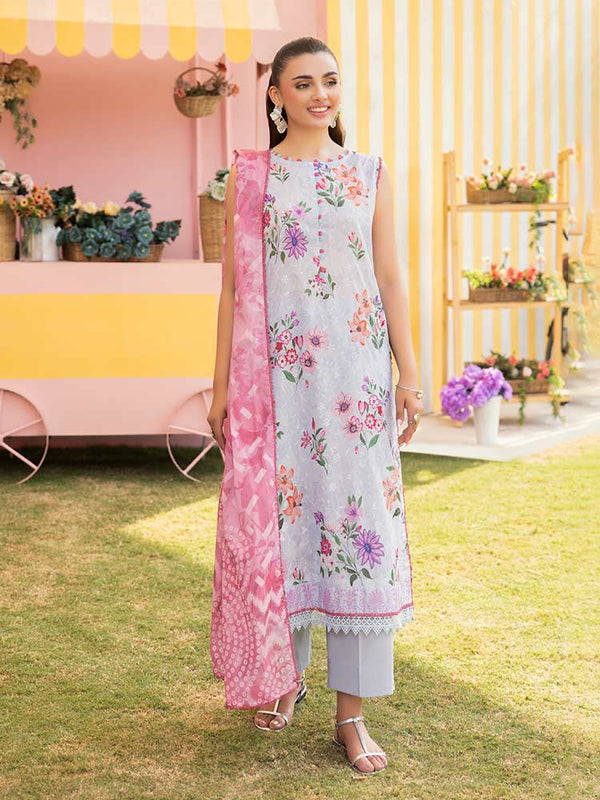 Brenish - CHIKANKARI 3-Piece Unstitched Digital Printed Lawn Suit A5