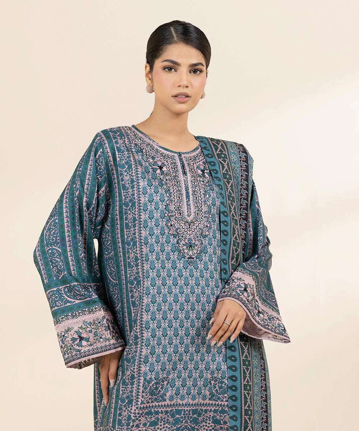 Sapphire 3Pc Embroidered Linen Suit U3PEDY24DFV85