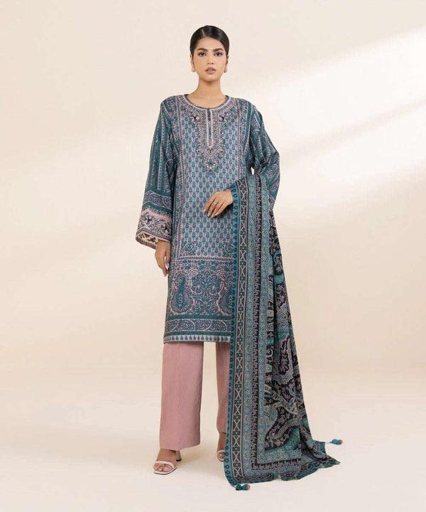 Sapphire 3Pc Embroidered Linen Suit U3PEDY24DFV85