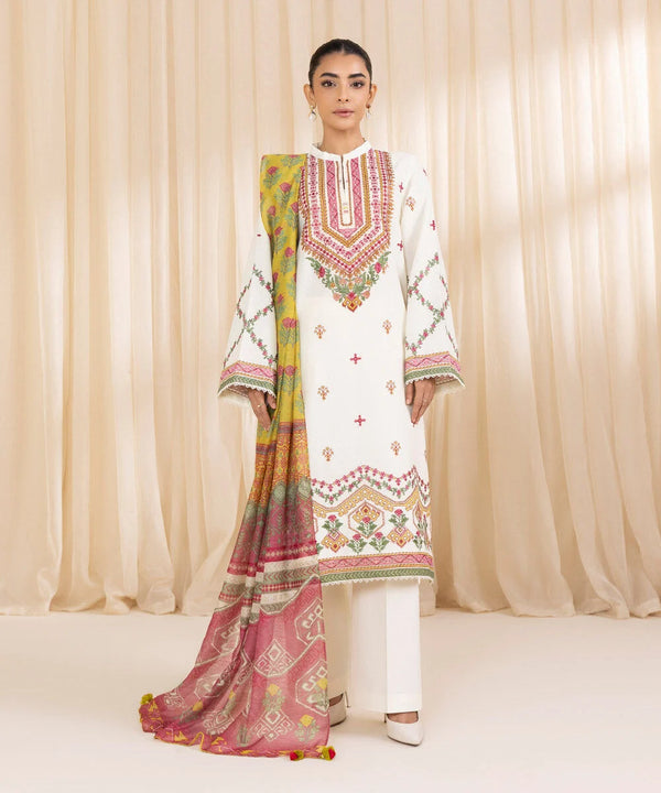 Sapphire 3 Piece - Embroidered Karandi Suit - 3PEST24V1067