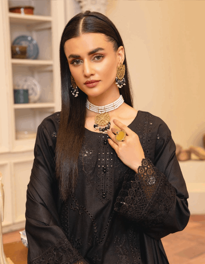 Nova By Anora Peach Karandi 3PC Embroidered Suit