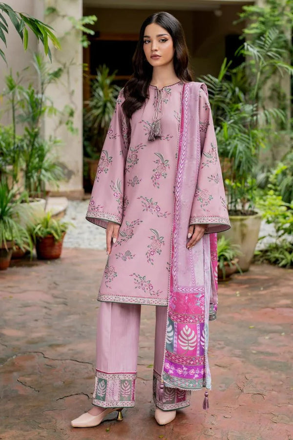 Dhannak Embroidered Shirt with Digital Printed Shawl-288