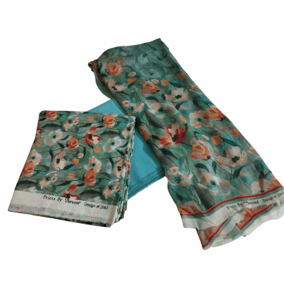 Bareeze 3PC Printed Karandi Suit with Chiffon Dupatta