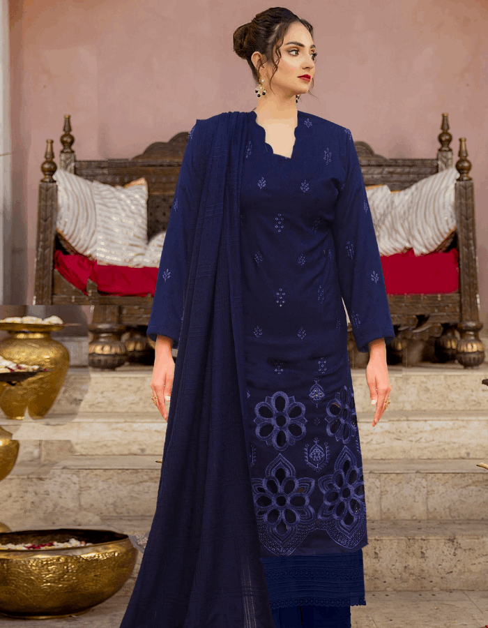 Roohi by Ghunghat Premium Peach Dhanak Embroidered Winter Collection