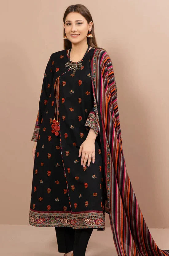 Kesariaya 3PC Dhanak Embroidered Shirt with Dhanak Print Shawl-641