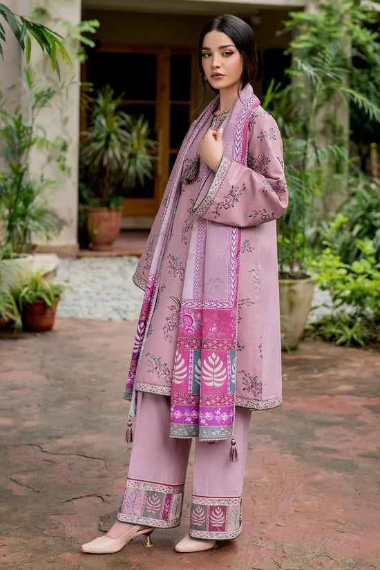 Winter's 3PC Dhannak Embroidered Shirt with Digital Printed Shawl-288  Description: - RUBAB CLOSET