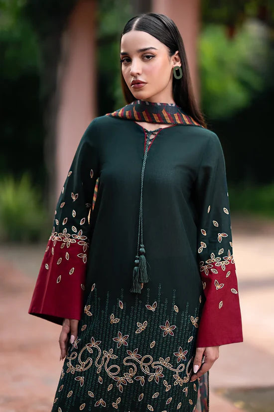 Jazmin 3PC Dhanak Embroidered Shirt With Printed Dupatta-679