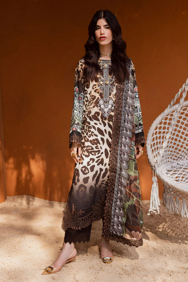 Nureh 3Pc Embroidered & Printed Viscose Slub Linen Suite - NWG-85