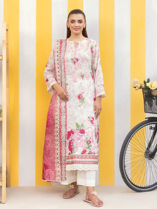 Brenish - CHIKANKARI 3-Piece Unstitched Digital Printed Lawn Suit A8