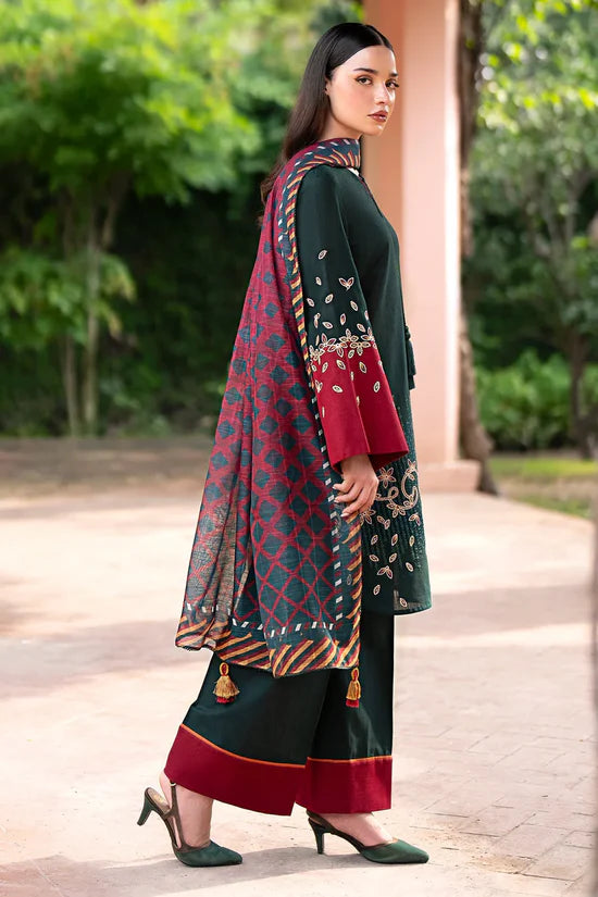 Jazmin 3PC Dhanak Embroidered Shirt With Printed Dupatta-679