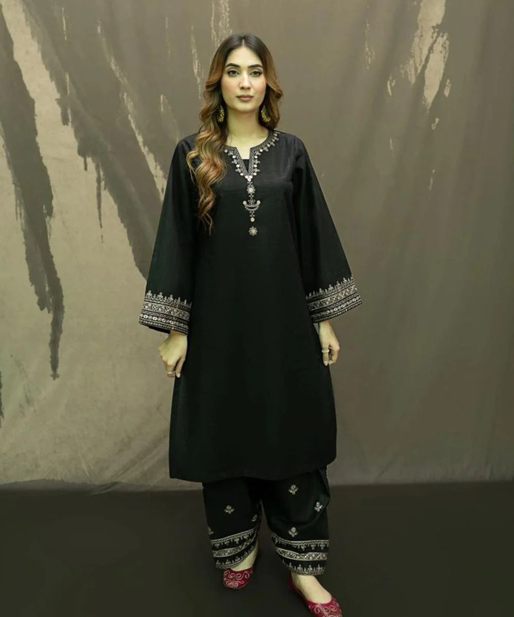 2PC Dhannak Embroidered Shirt With Embroidered Trouser-687