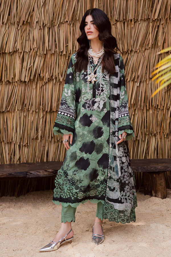 Nureh 3Pc Embroidered & Printed Viscose Slub Linen Suite - NWG-86